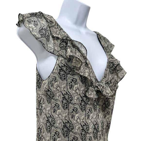 VTG Max Studio Womens Y2K Silk Floral Sheer Tank Top Size 0 Black Dainty Fairy - Picture 4 of 9